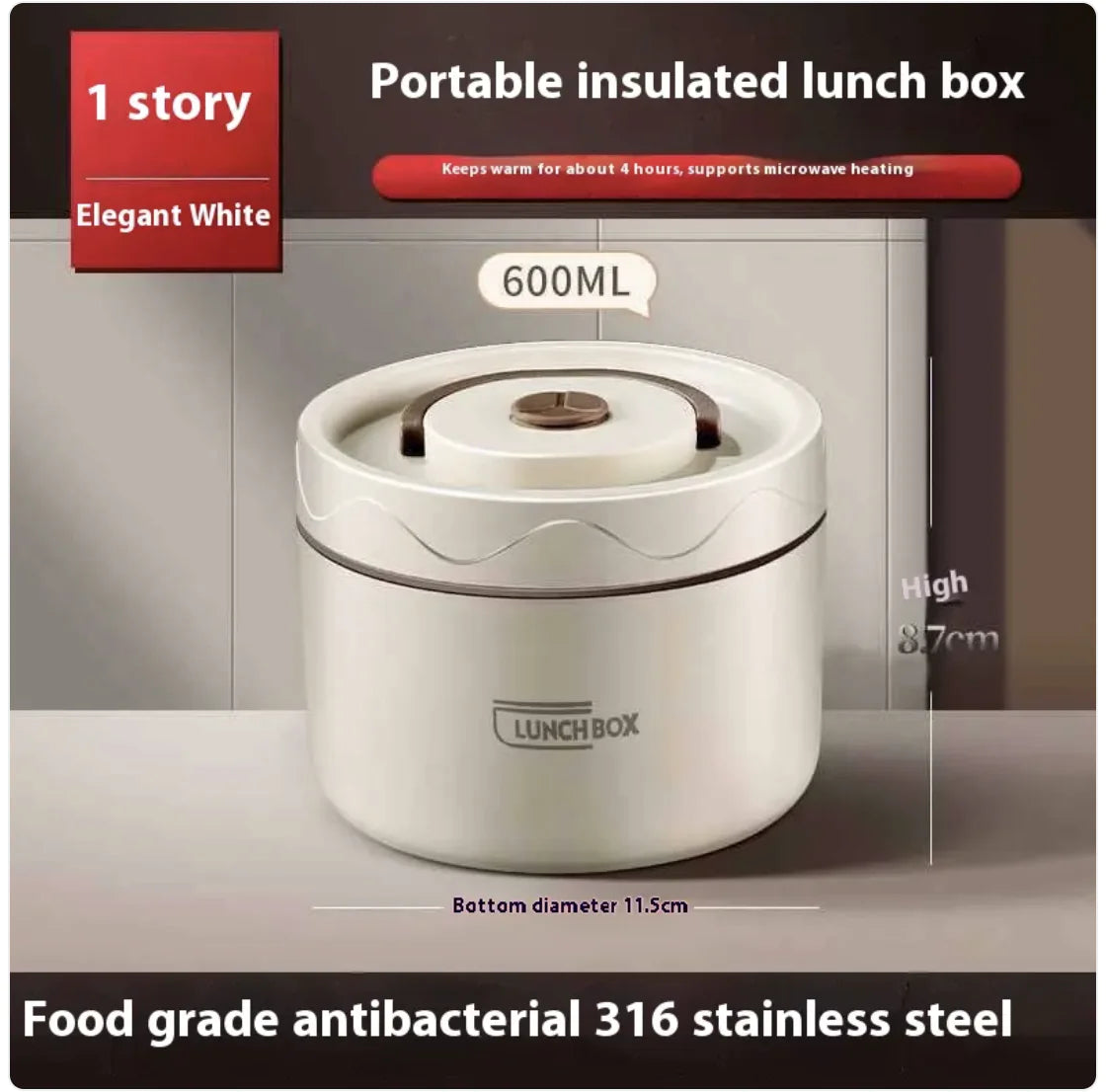 Extra-Long Insulated Stainless Steel Lunch Box