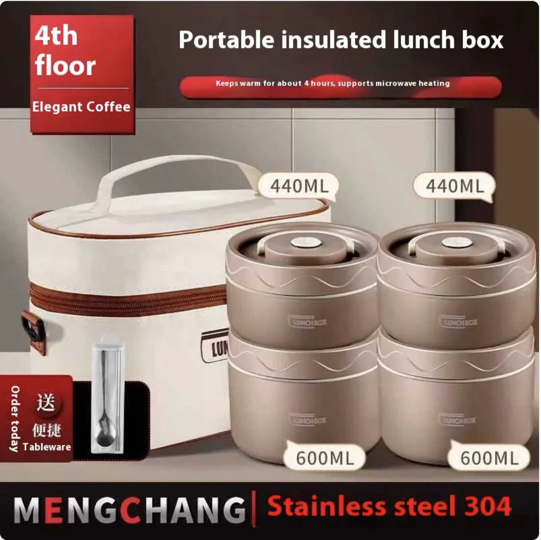 Extra-Long Insulated Stainless Steel Lunch Box