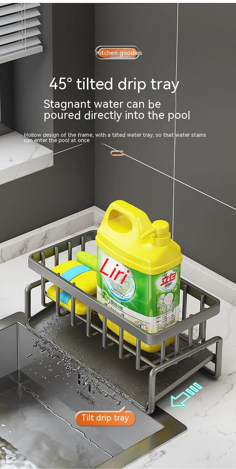 Multifunctional Kitchen Sink Organizer with Draining Rack - Lunqara 
