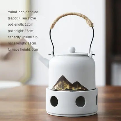 Japanese Style Ceramic Tea Set with Warm Stove Pot - Lunqara 