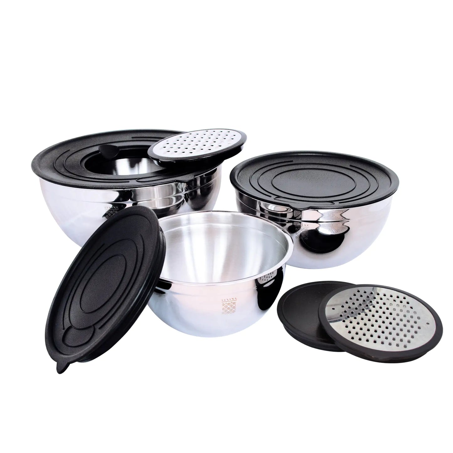 Lunqara Modernist 9 Pieces Stainless Steel Mixing and Storage Bowl Set with Grater