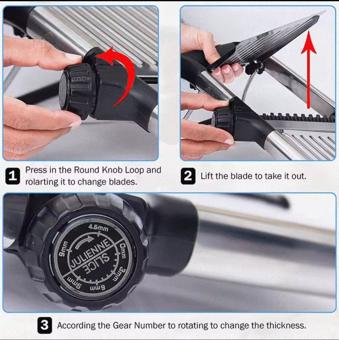 Lunqara Adjustable Mandoline Slicer Stainless Steel Vegetable Slicer Chopper Cutter for Potato Tomato Onion Carrot JT213 - Lunqara