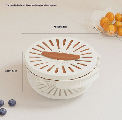 Fruit Drain Basket With Lid Vegetable Washing Bowl Foldable Handle Cleaning Colander Plastic Refrigerator Crisper Kitchen Box - Lunqara