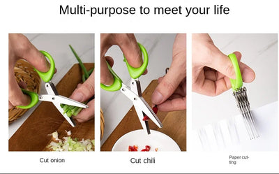 Multi-functional Stainless Steel 3/5 Layer Kitchen Scissors
Pepper Shredded Chopped Scallion Cutter Laver Cut
Cooking Tool