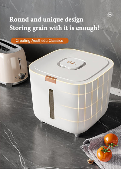 Insect Proof Moisture Proof Rice Box Grain Sealed Jar Kitchen Container 5/10KG Storage Kitchen Container Storage Box with Lid - Lunqara