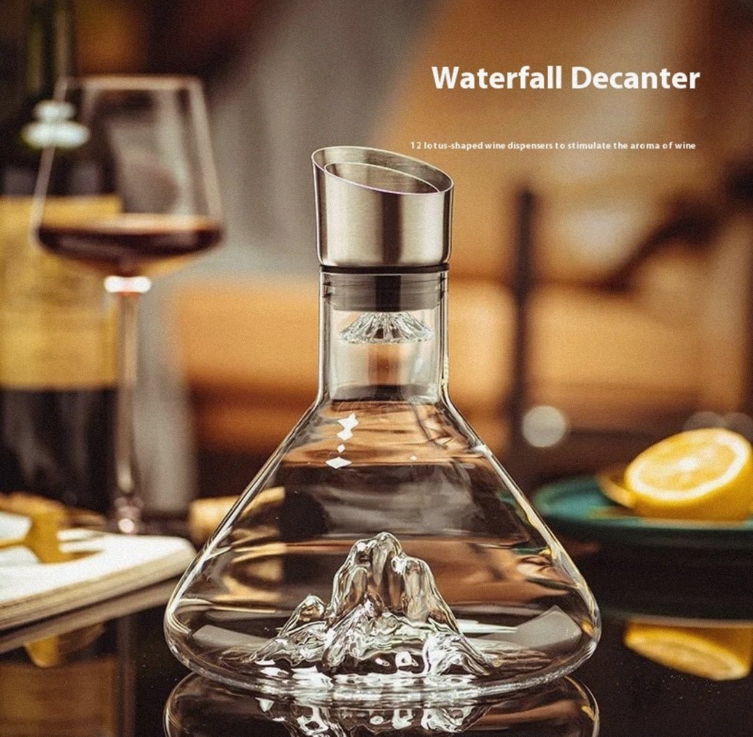 Hot - selling Iceberg Waterfall Wine Decanter Creative Transparent Lead - Free Crystal Glass Wine Dispenser Barware Quick Decanters - Lunqara