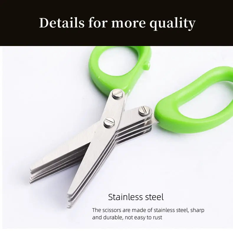 Multi-functional Stainless Steel 3/5 Layer Kitchen Scissors
Pepper Shredded Chopped Scallion Cutter Laver Cut
Cooking Tool