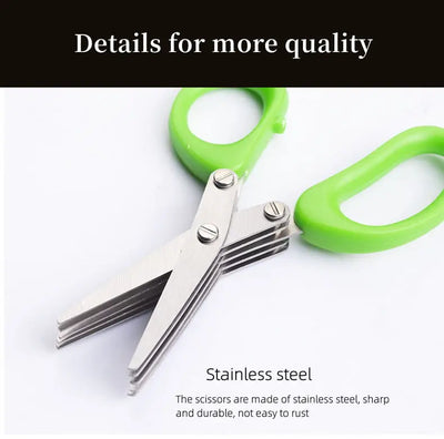 Multi-functional Stainless Steel 3/5 Layer Kitchen Scissors
Pepper Shredded Chopped Scallion Cutter Laver Cut
Cooking Tool