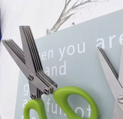 Multi-functional Stainless Steel 3/5 Layer Kitchen Scissors
Pepper Shredded Chopped Scallion Cutter Laver Cut
Cooking Tool