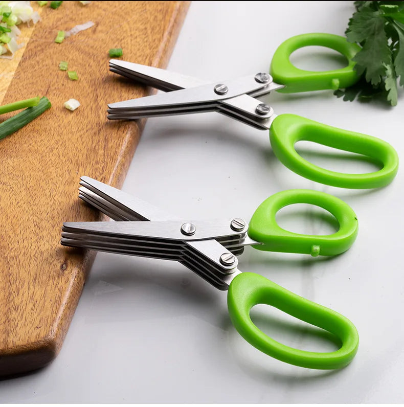 Multi-functional Stainless Steel 3/5 Layer Kitchen Scissors
Pepper Shredded Chopped Scallion Cutter Laver Cut
Cooking Tool