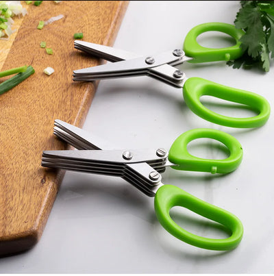 Multi-functional Stainless Steel 3/5 Layer Kitchen Scissors
Pepper Shredded Chopped Scallion Cutter Laver Cut
Cooking Tool