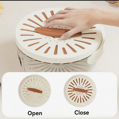 Fruit Drain Basket With Lid Vegetable Washing Bowl Foldable Handle Cleaning Colander Plastic Refrigerator Crisper Kitchen Box