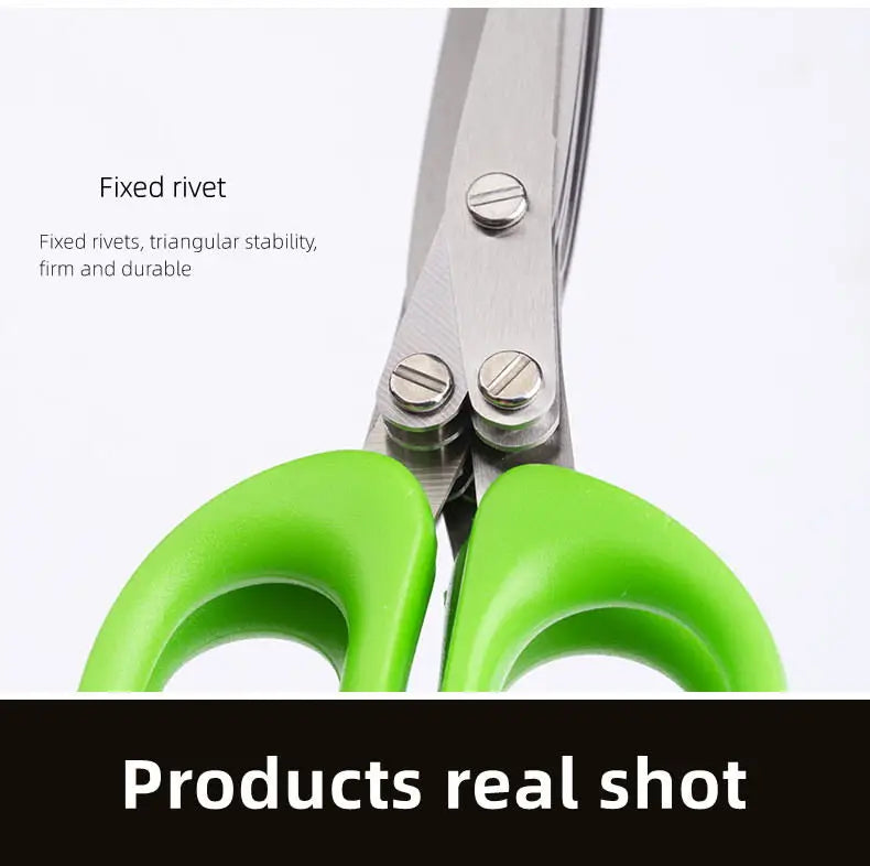 Multi-functional Stainless Steel 3/5 Layer Kitchen Scissors
Pepper Shredded Chopped Scallion Cutter Laver Cut
Cooking Tool