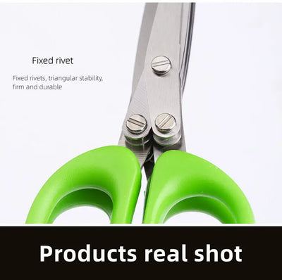 Multi-functional Stainless Steel 3/5 Layer Kitchen Scissors
Pepper Shredded Chopped Scallion Cutter Laver Cut
Cooking Tool