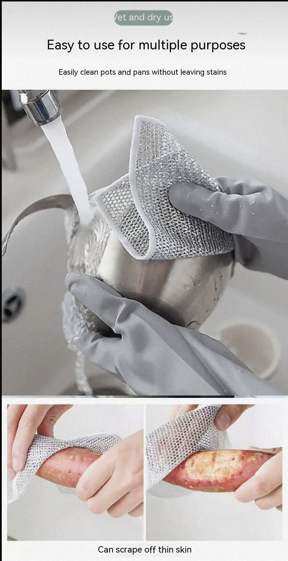 Steel Wire Ball Cloth Kitchen Cleaning Dishcloth