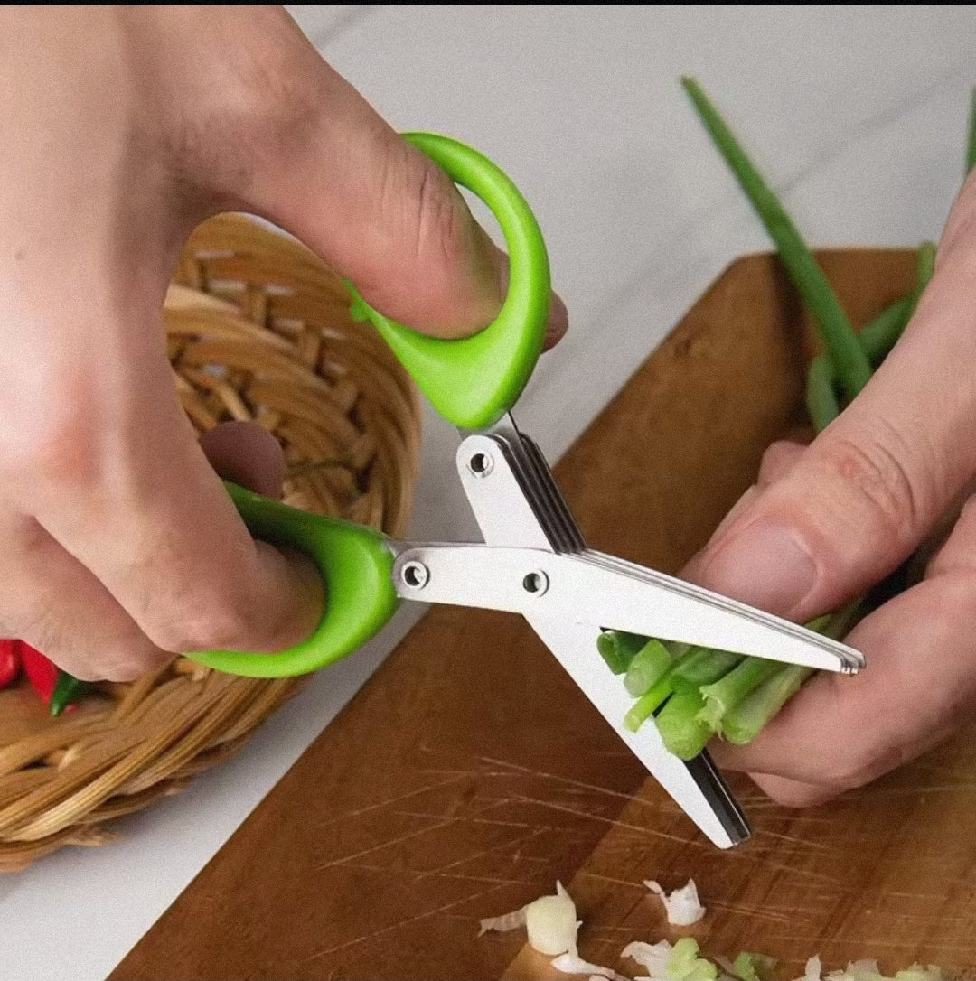 Multi-functional Stainless Steel 3/5 Layer Kitchen Scissors
Pepper Shredded Chopped Scallion Cutter Laver Cut
Cooking Tool