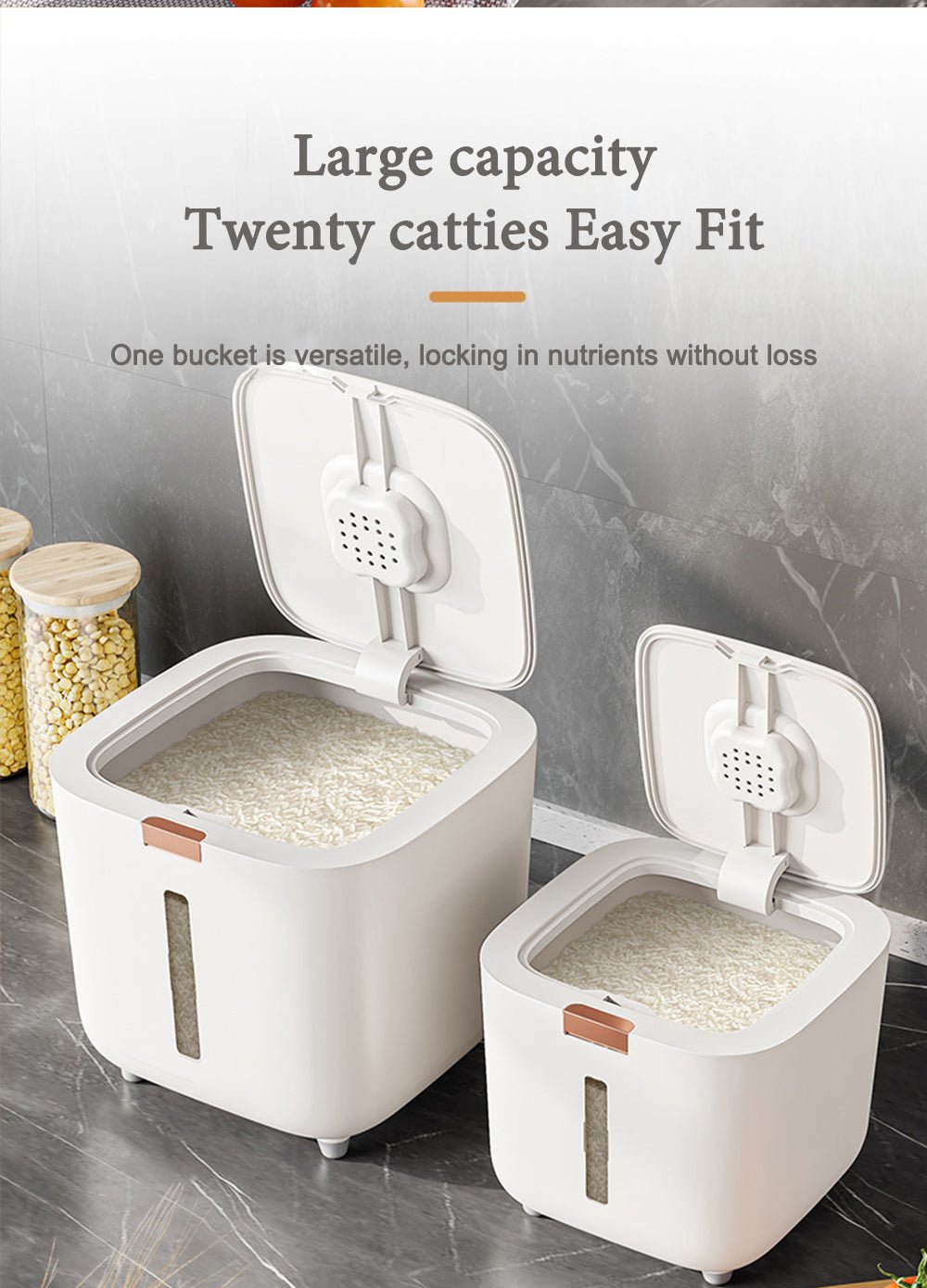 Insect Proof Moisture Proof Rice Box Grain Sealed Jar Kitchen Container 5/10KG Storage Kitchen Container Storage Box with Lid - Lunqara