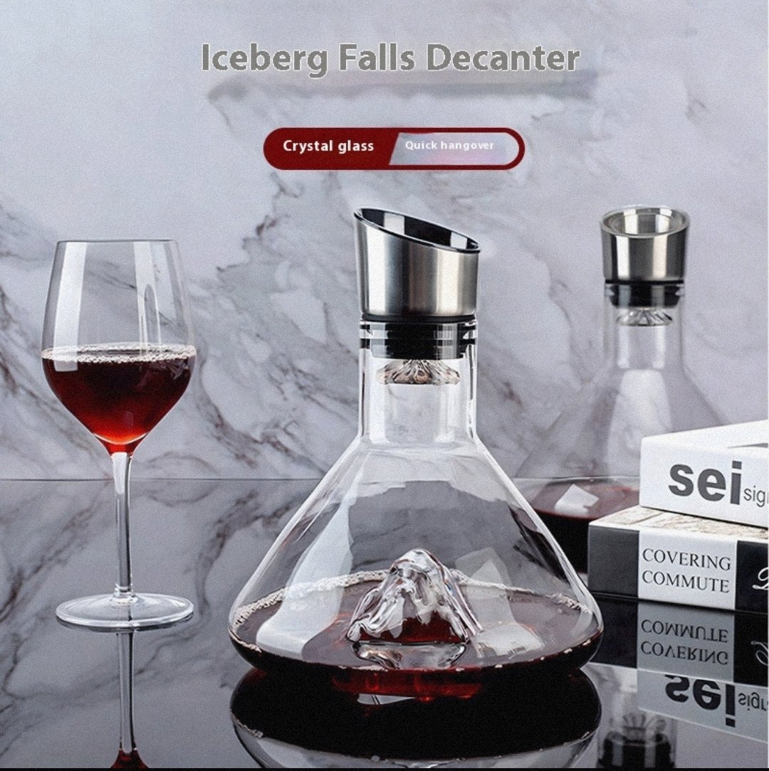 Hot - selling Iceberg Waterfall Wine Decanter Creative Transparent Lead - Free Crystal Glass Wine Dispenser Barware Quick Decanters - Lunqara