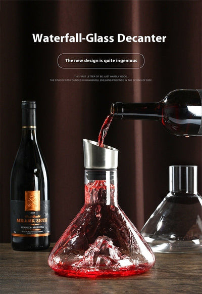 Hot - selling Iceberg Waterfall Wine Decanter Creative Transparent Lead - Free Crystal Glass Wine Dispenser Barware Quick Decanters - Lunqara