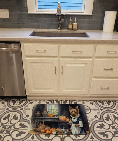 Australian Terrier Fall Kitchen Pumpkins Memory Foam Kitchen Mat - Lunqara 