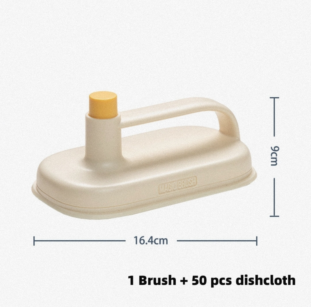 Kitchen Cleaning Magic Brush Glass Wall Cleaning Bath Brush Handle Cleaning Rag Ceramic Window Slot Clean Brush - Lunqara