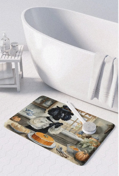 Poodle Fall Kitchen Pumpkins Memory Foam Kitchen Mat - Lunqara 