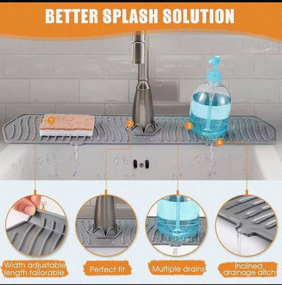 Kitchen Faucet Splash Pad Silicone Sink Faucet Splash Guard Mat Drain Pad Countertop Protector for Multipurpose - Lunqara