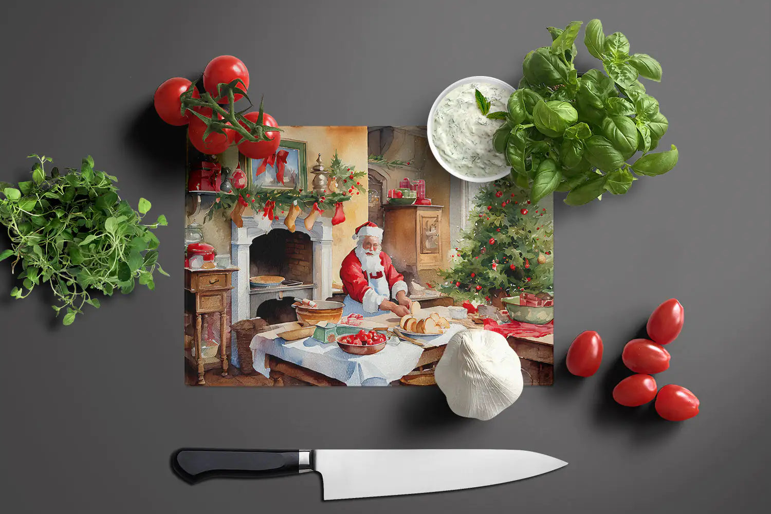 Cookies with Santa Claus Glass Cutting Board - Lunqara 