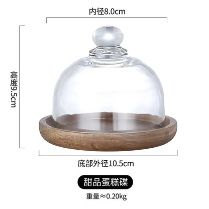 Mini Dessert Display Tray with Glass and Wood Base - Lunqara 