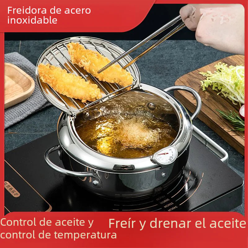 304 Stainless Steel Japanese Tempura Fryer with Filter - Lunqara 