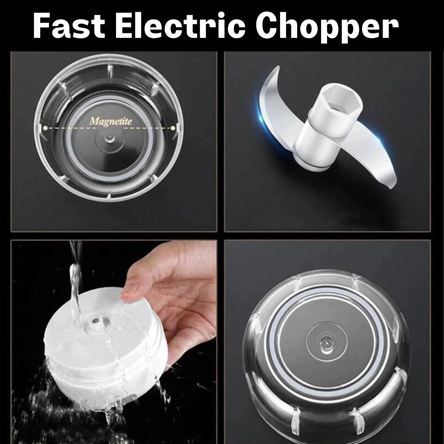 Electric 300ML Garlic Press Chopper Chili Onion Fruits Meat Mincer Blender Mixer - Lunqara 