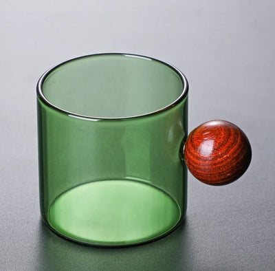 Coloured Coffee Cup with Wooden Handle - Lunqara