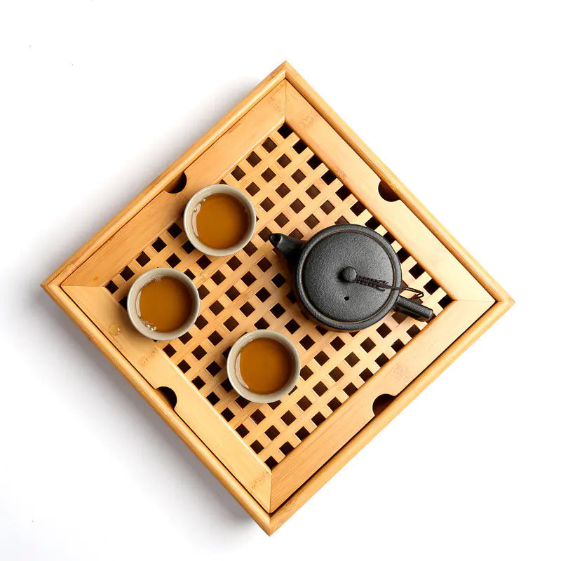 Bamboo Tea Tray Set for Kitchen Use