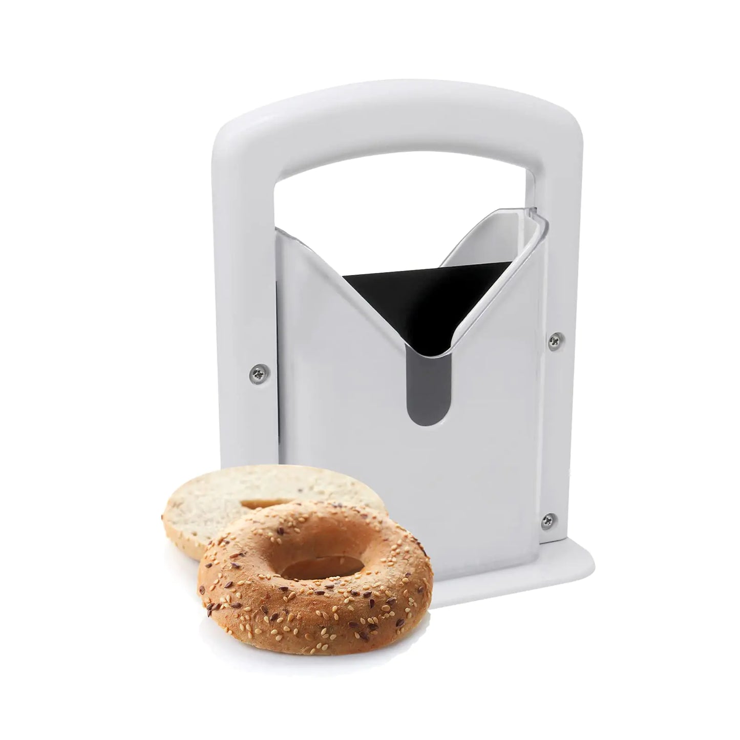 Lunqara Bagel Slicer Perfect for Bagels Cutter Stainless Steel White 6.8x3.7x8.8 inches
