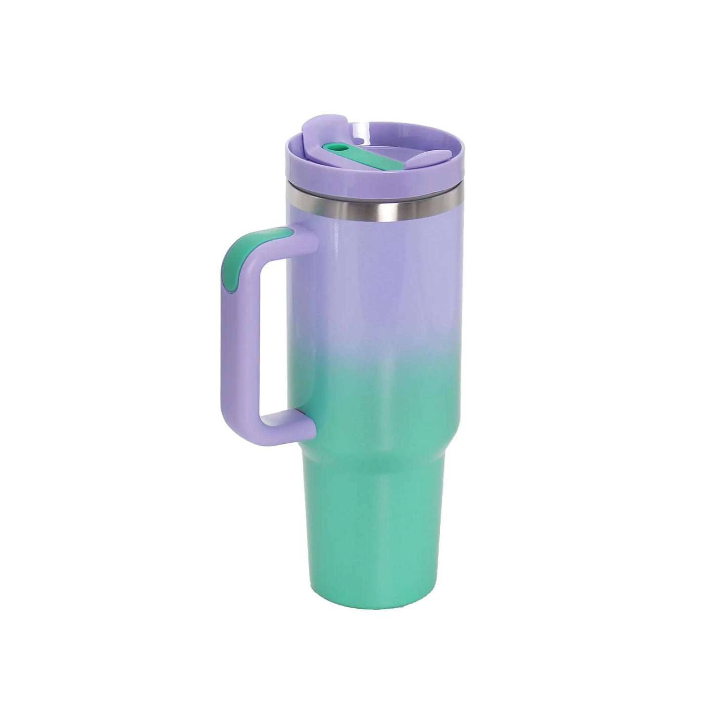 40oz Stainless Steel Travel Mug with Straw & Handle - Lunqara 