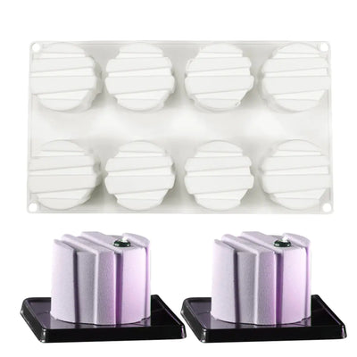 8-Cavity Striped Silicone Cake Mold for Baking