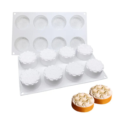 8-Cavity Spiral Silicone Mousse Cake Mold for Baking - Lunqara 