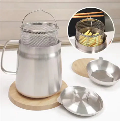 304 Stainless Steel Oil Filter Vessel with Frying Basket & Grease Separator - Lunqara 