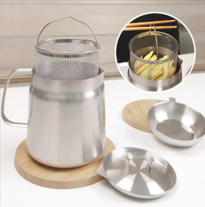 304 Stainless Steel Oil Filter Vessel with Frying Basket & Grease Separator - Lunqara 